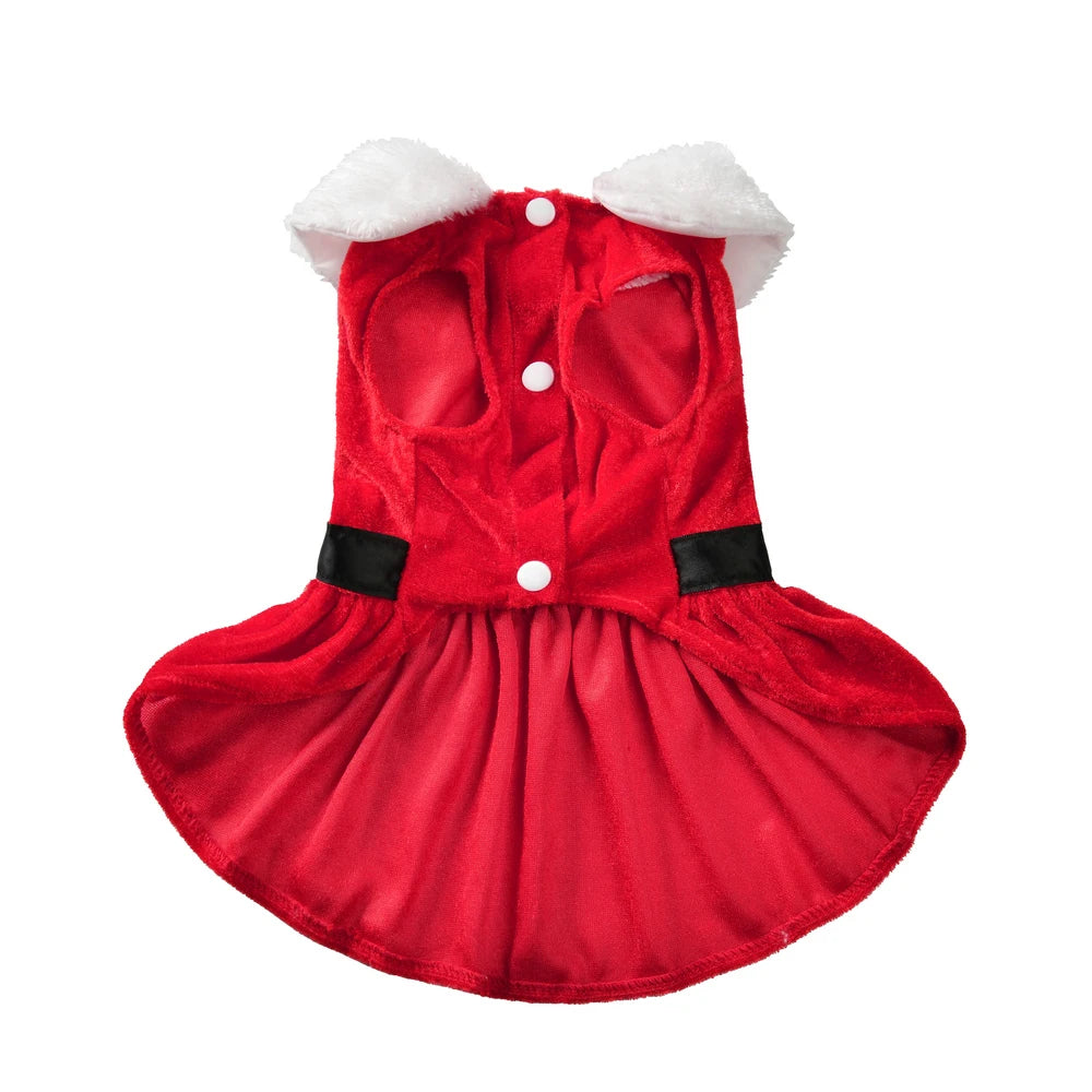 Robe Noël Rouge Avec Ceinture Noire Pour Petit Chien Et Chat