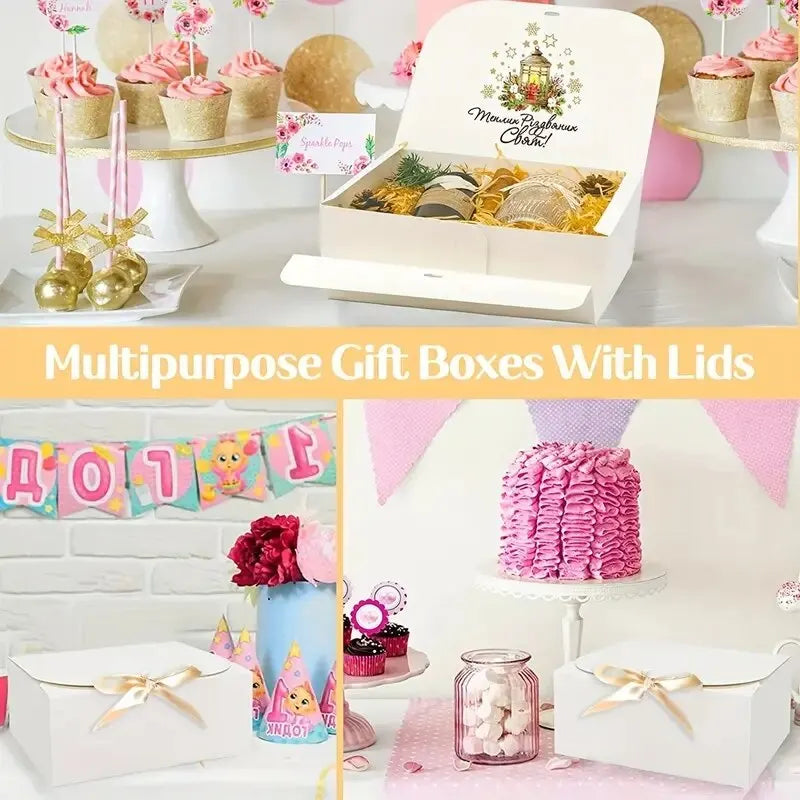 Großer weißer Karton mit Schleife, 3-teiliges Set