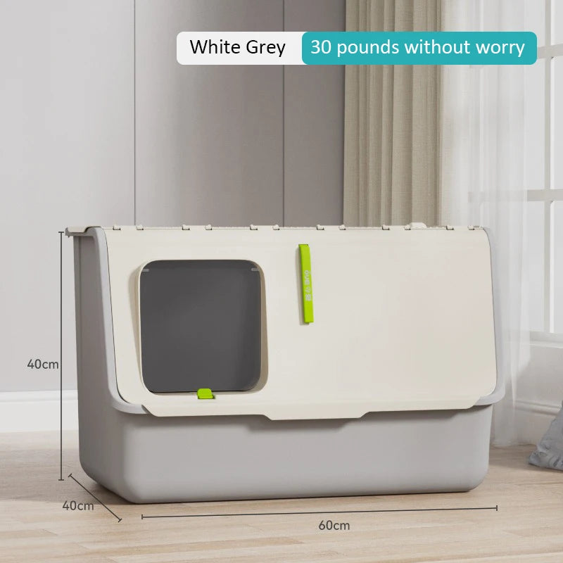 Bac À Litière Top Entry Pour Chats XXL Ferme Anti Éclaboussures Hygiène Confort Idéal by LSDLBoutique
