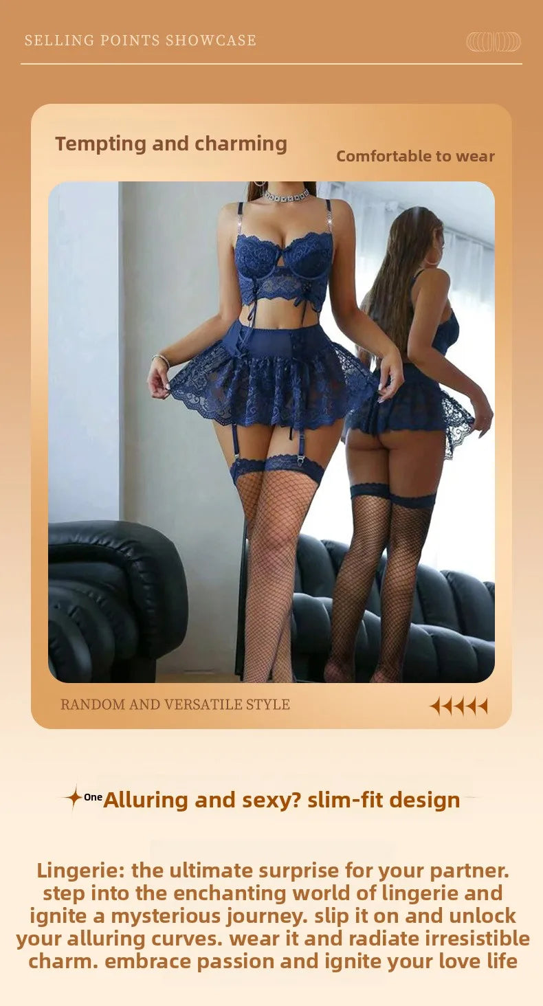 Léa's Secrets Verstellbarer blauer Schmetterlings-Spitzenbody