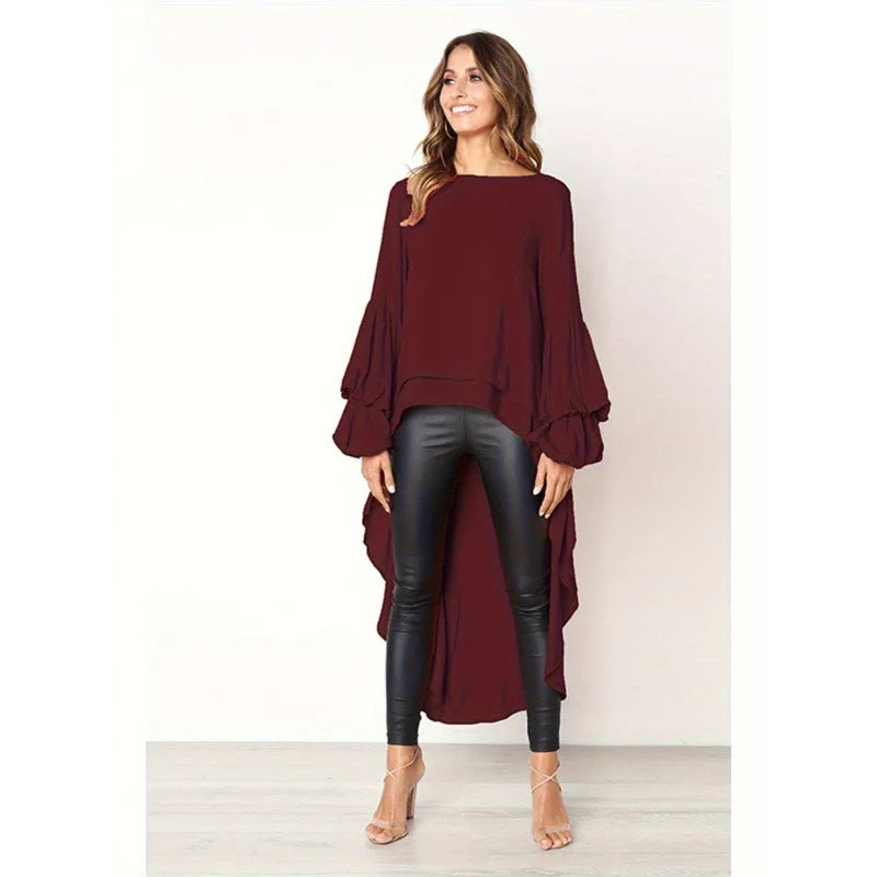 Chemise Mousseline De Soie Lurex Ourlet Asymétrique