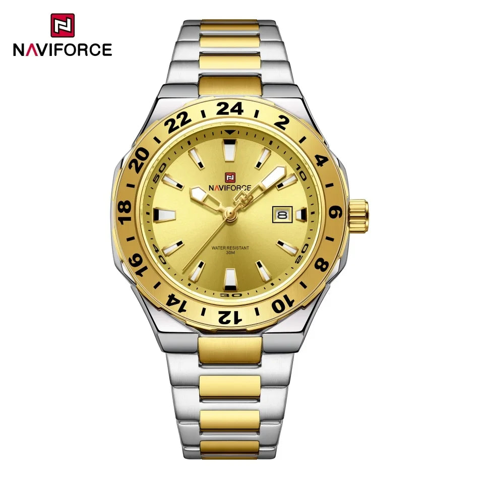 Naviforce Montre Homme Luxe Sport Quartz Horloge Calendrier Lumineux Étanche En Acier Inoxydable by LSDLBoutique.ch