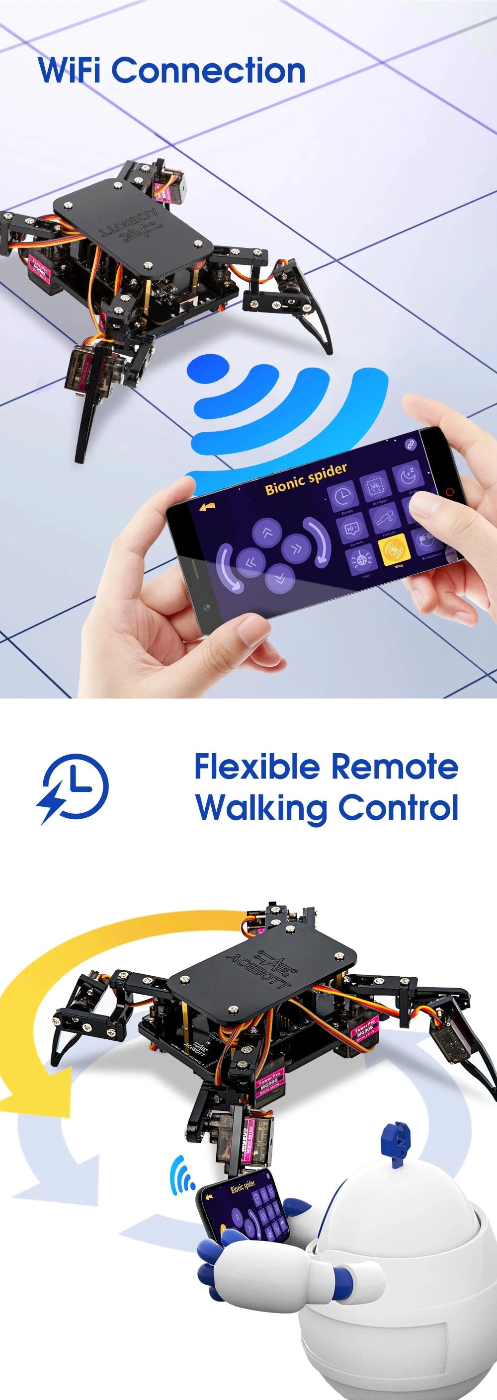 Acebott QD020 Bionischer Vierbeiner-Spinnenroboter-Explorer-Bausatz