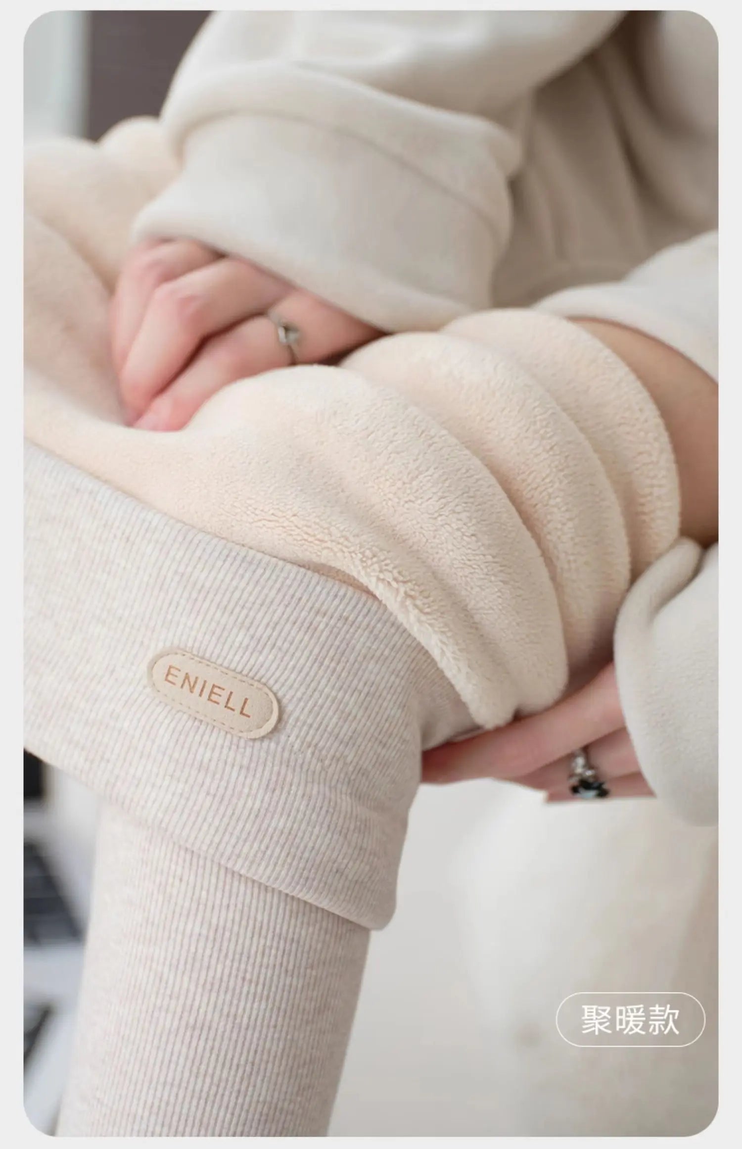 Leggings Femme Coton Spandex Polaire Gris Taille Haute