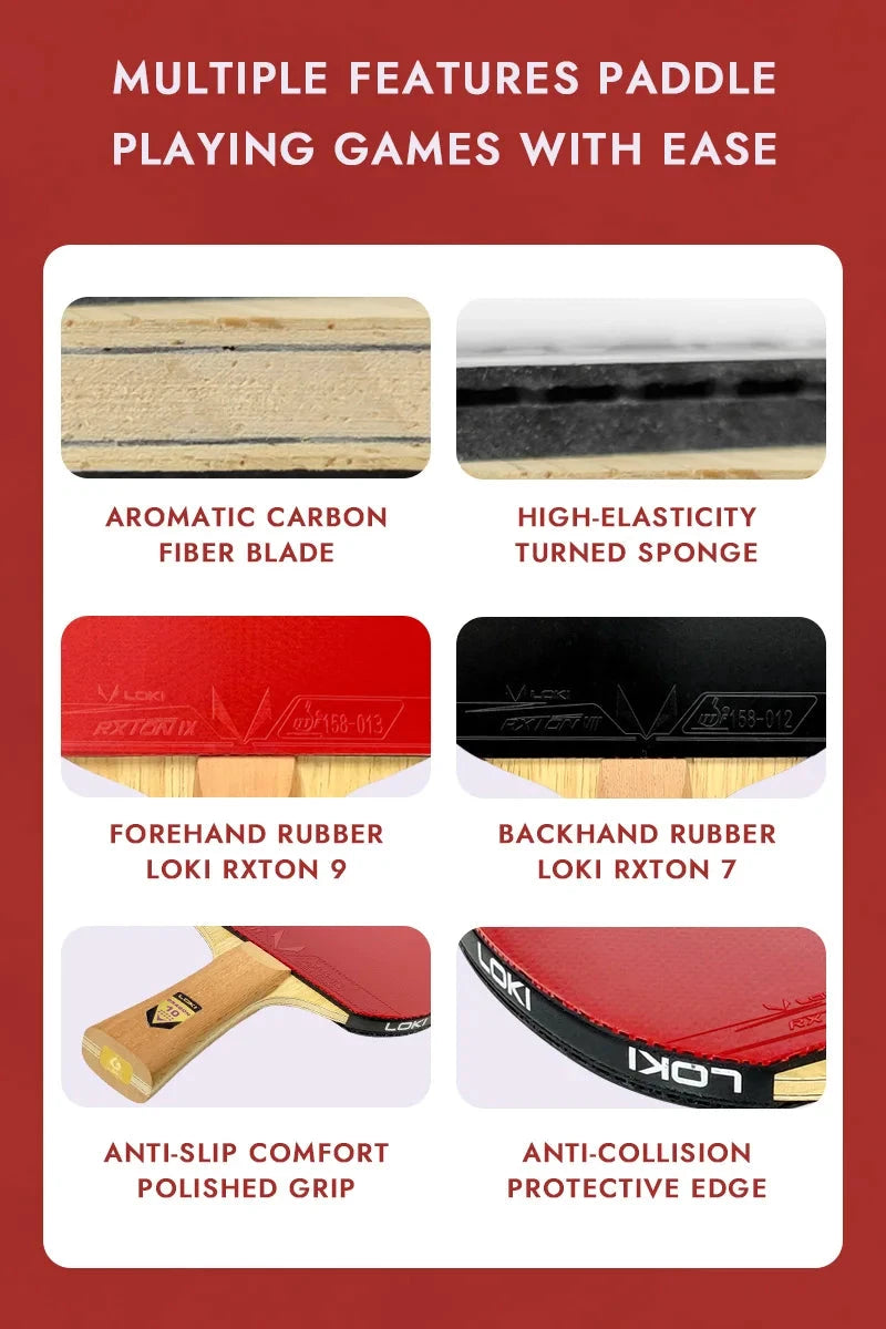 Loki Dragon Tischtennisschläger, 7-lagiges Carbonholz