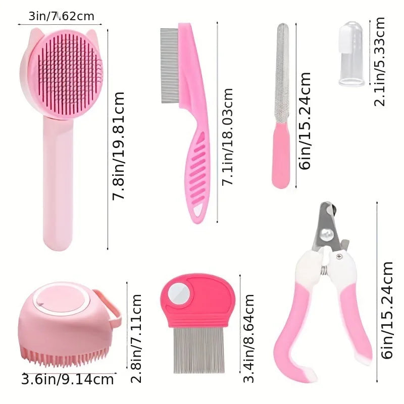 Kit De Toilettage Pour Chat 7 En 1 Avec Brosse Coupe Griffes Brosse À Dents Et Accessoires Complets by LSDLBoutique.ch