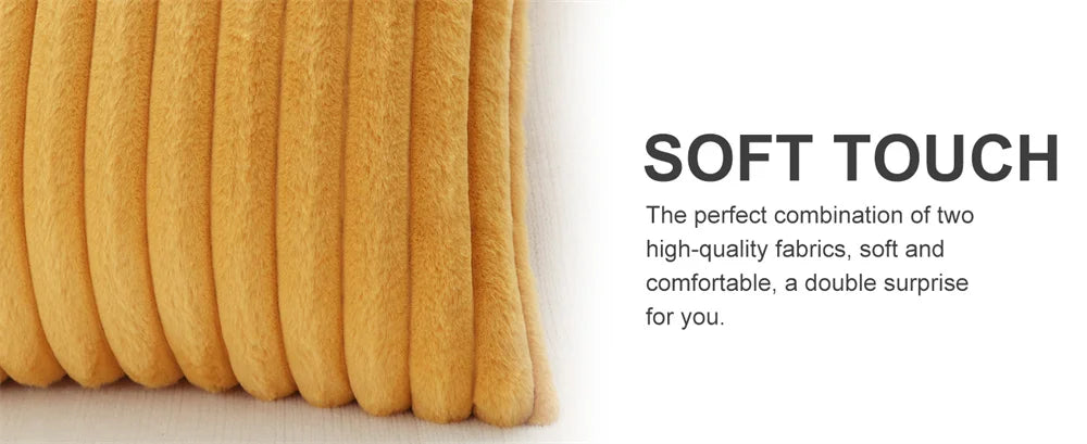 Olanly Taie Oreiller Fausse Fourrure Nordique Jaune Doré