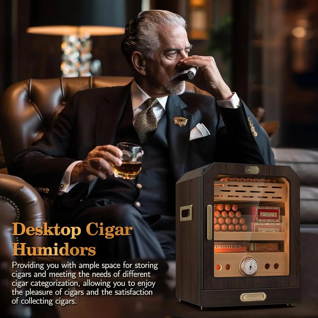Cave A Cigares Avec Porte Magnétique Lumière LED Tiroir Accessoires En Cèdre Espagnol Pour 150 Cigares by LSDLBoutique