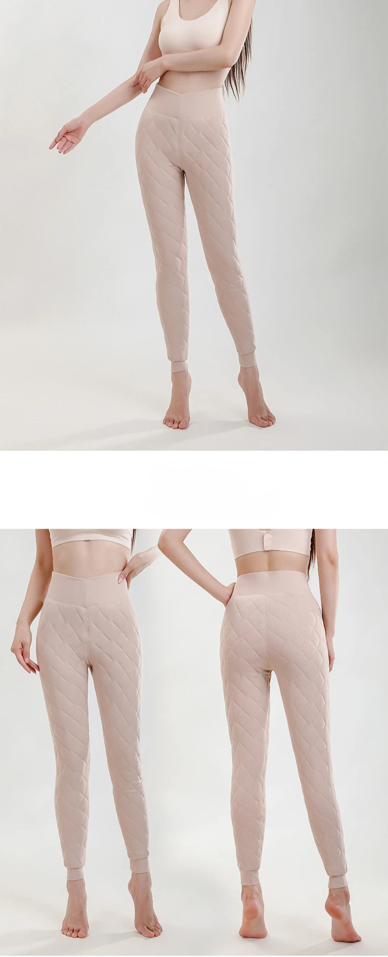 Legging Velours Taille Haute Femme Rose Doublé Polaire Chaud Hiver