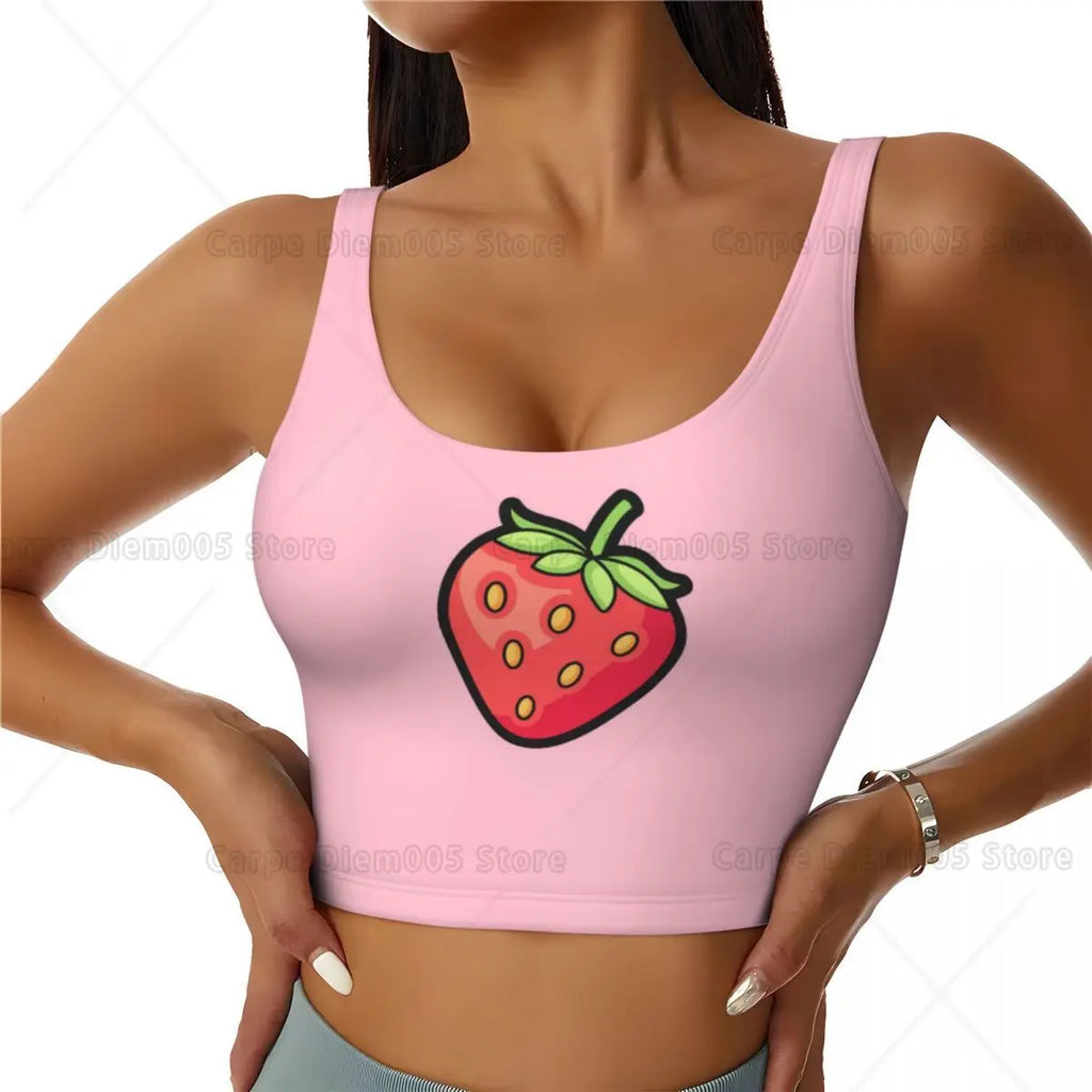 Soutien-Gorge De Sport Rose Avec Motif Fraise Imprimé