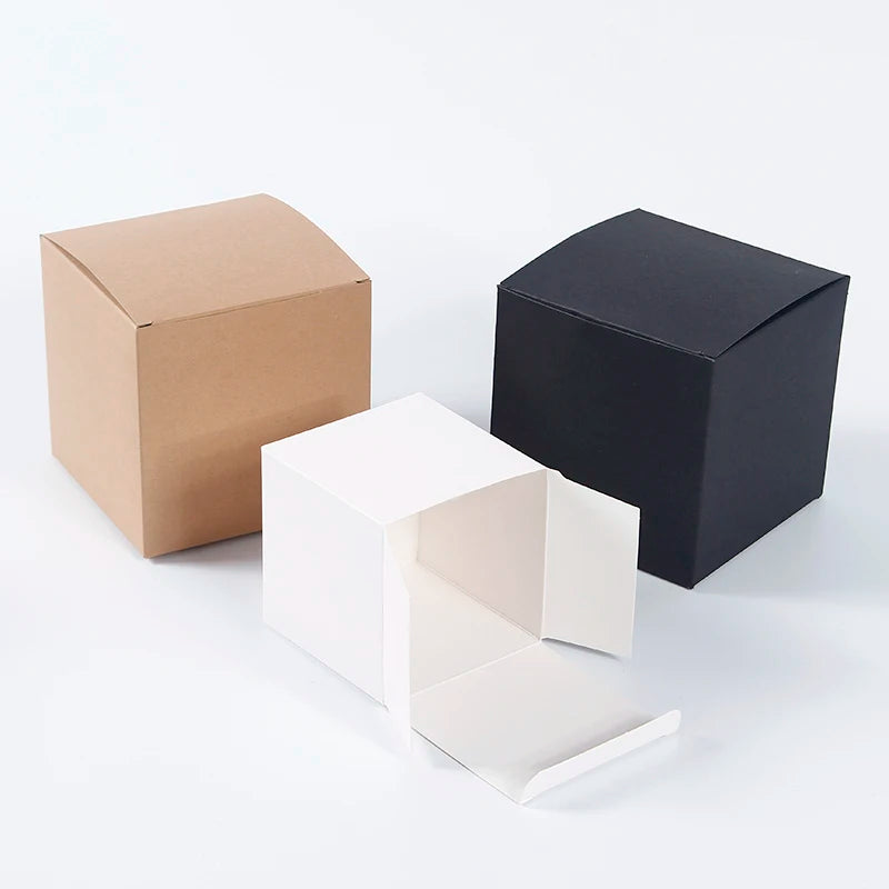 Schwarze und weiße Kraftpapier-Faltbox, quadratisch, 20 oder 50 Stück