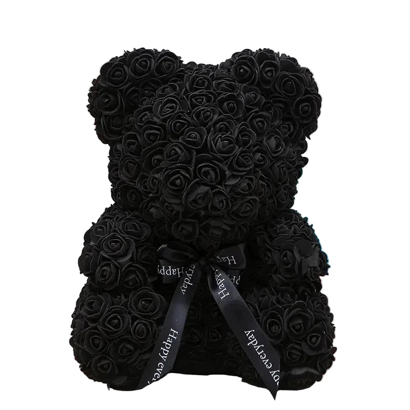 Ourson en roses éternelles avec boîte – 40 cm