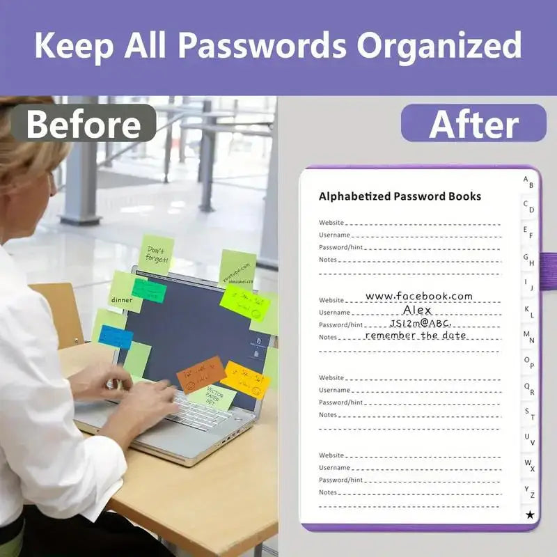 Password Notebook with Hardcover and Alphabetical Tabs