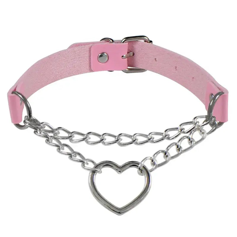 Collier ras du cou style gothique punk en cuir synthétique