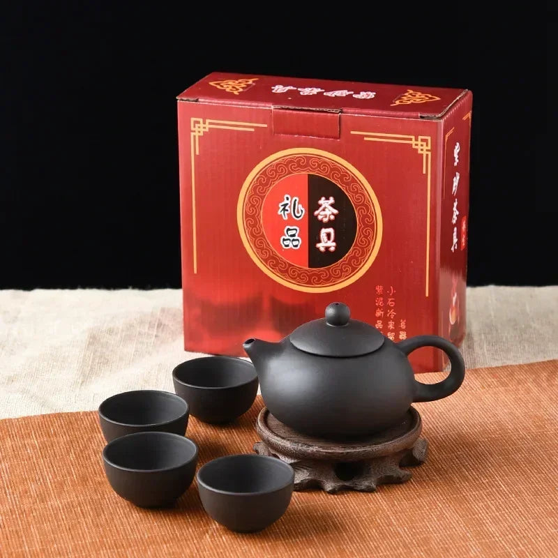 Kung-Fu-Teeservice aus Keramik – 1 Teekanne und 4 Tassen
