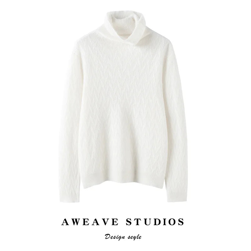 Pull Tricoté Femme Cachemire Col Montant Manches Longues by LSDLBoutique.ch