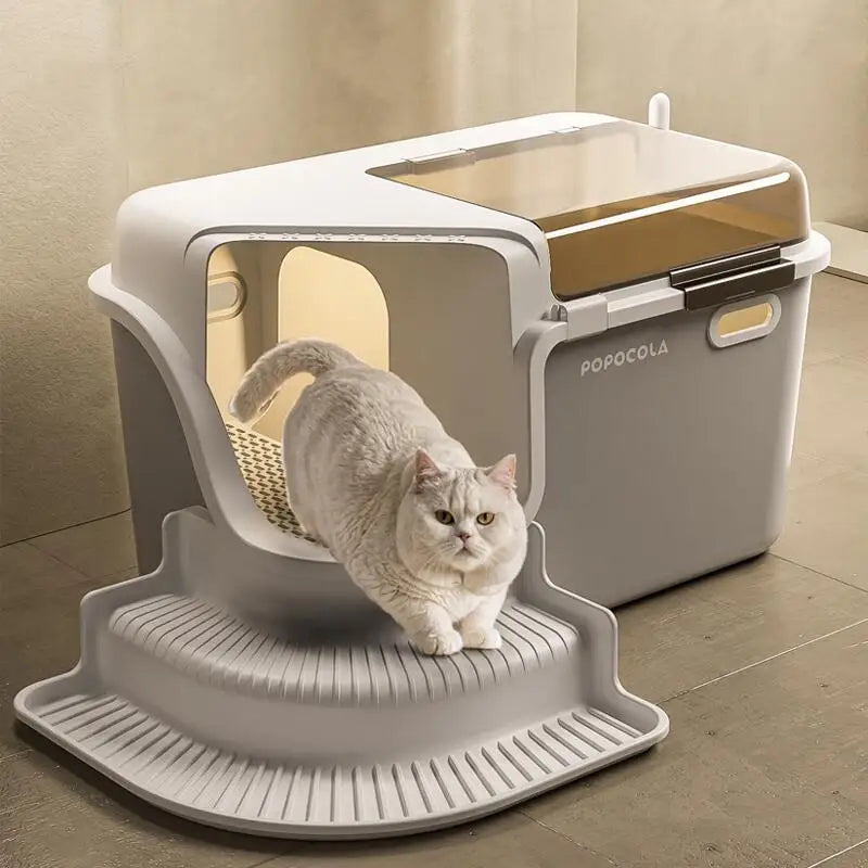 Maison De Toilette XL Pour Chat Avec Couloir Bac À Litière Ferme Anti Éclaboussures Odeurs Ouverture Supérieure by LSDLBoutique