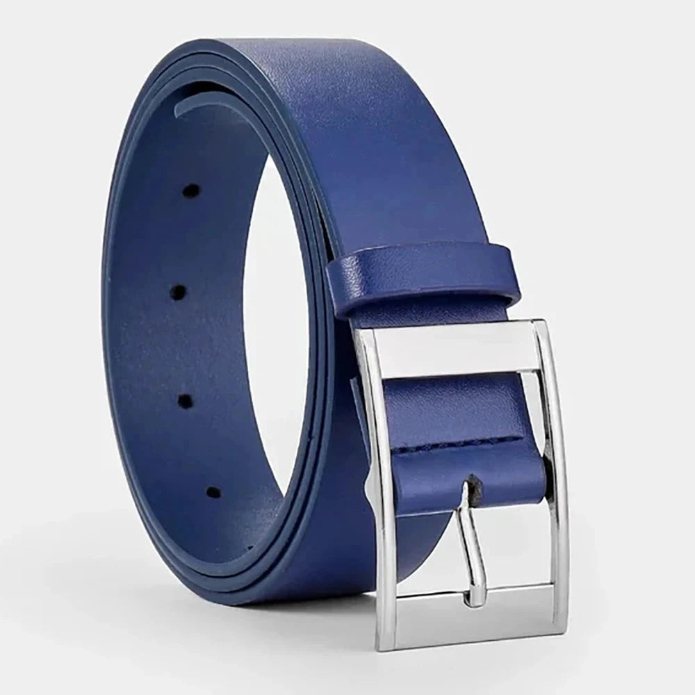 Herren-Gürtel aus ungelabeltem PU-Leder, 3 cm breit, mit Metallschnalle