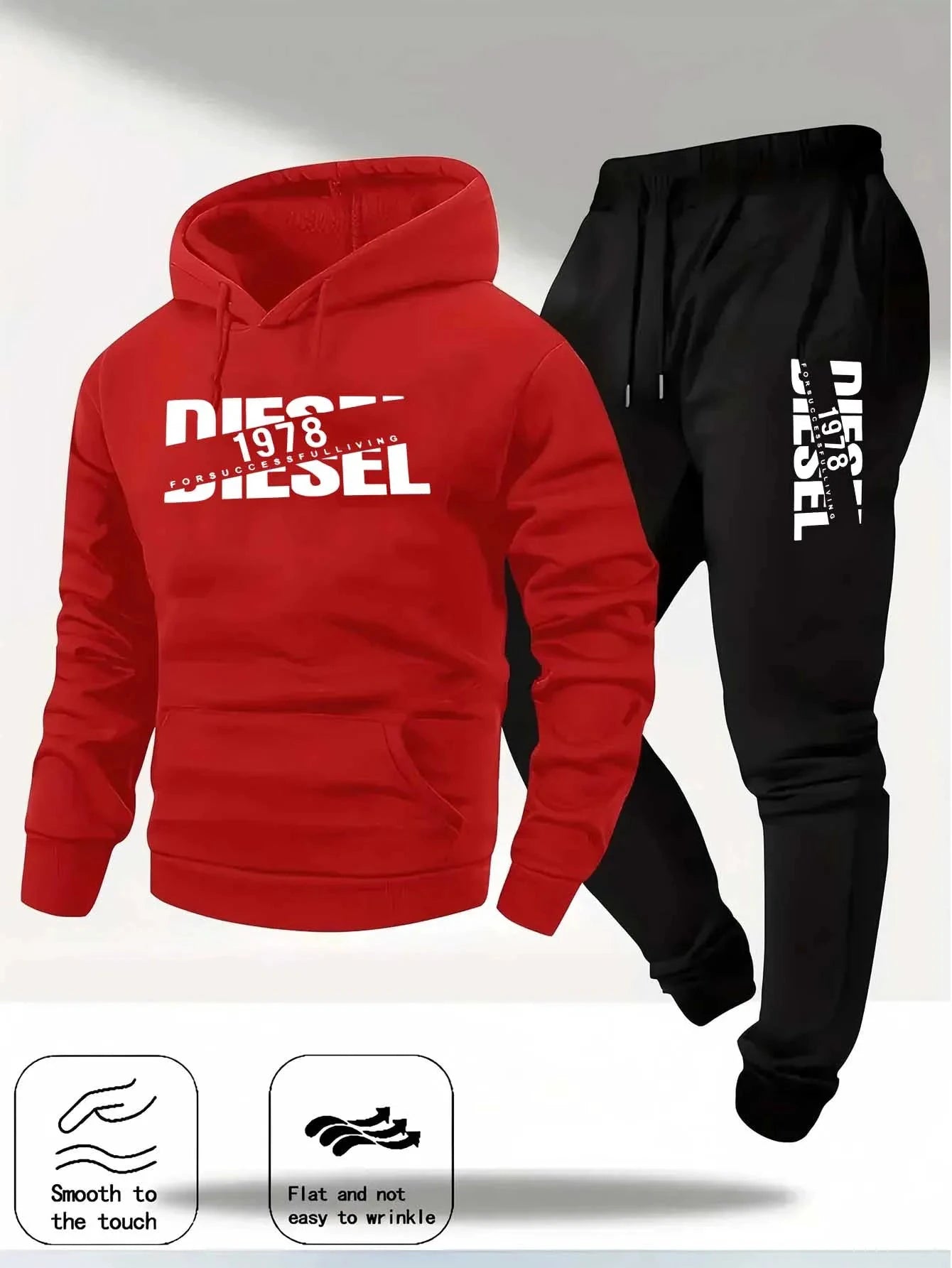 Zweiteiliges Set aus hellgrauem Hoodie und Hose von Diesel