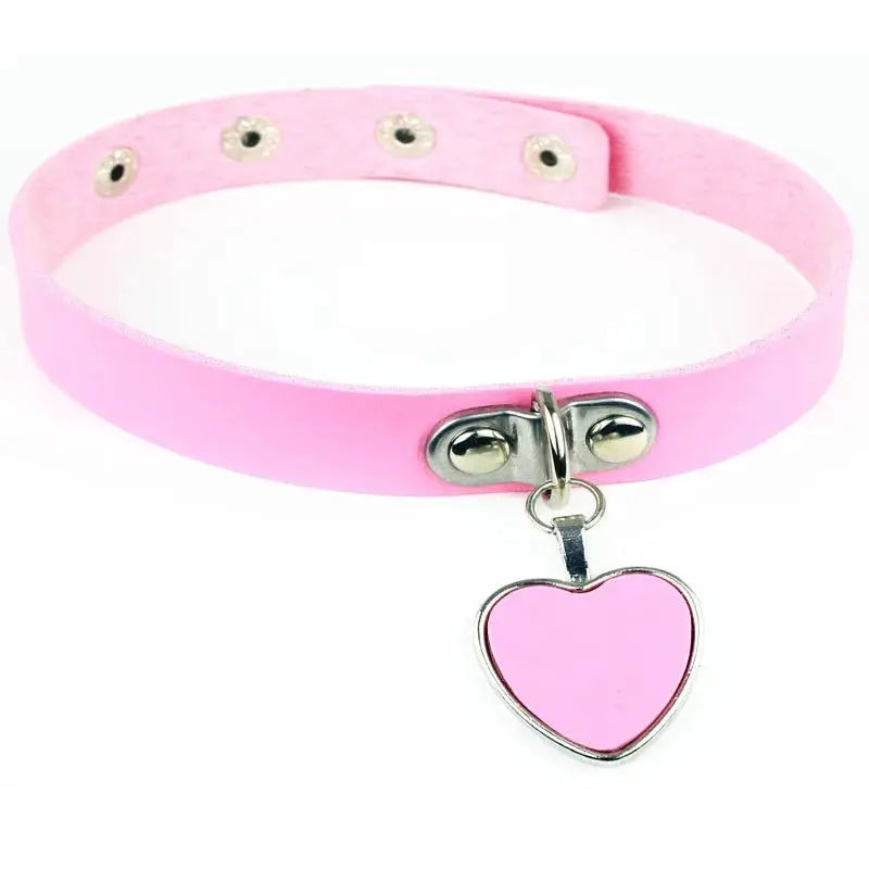 Collier ras du cou style gothique punk en cuir synthétique