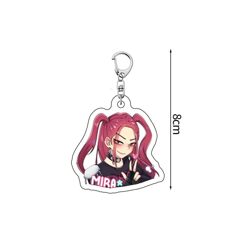 K-Pop-Schlüsselanhänger mit bunten Perlen und runder Bildplatte