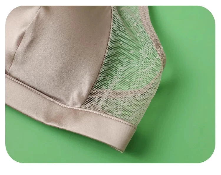 SuyaDream Kabelloser Triangel-BH aus rosa Seide