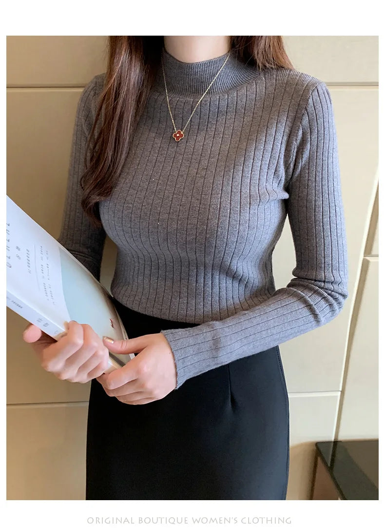 Haut Femme Col Mi-Haut Thermique Tricot Base Beige Polyester Viscose