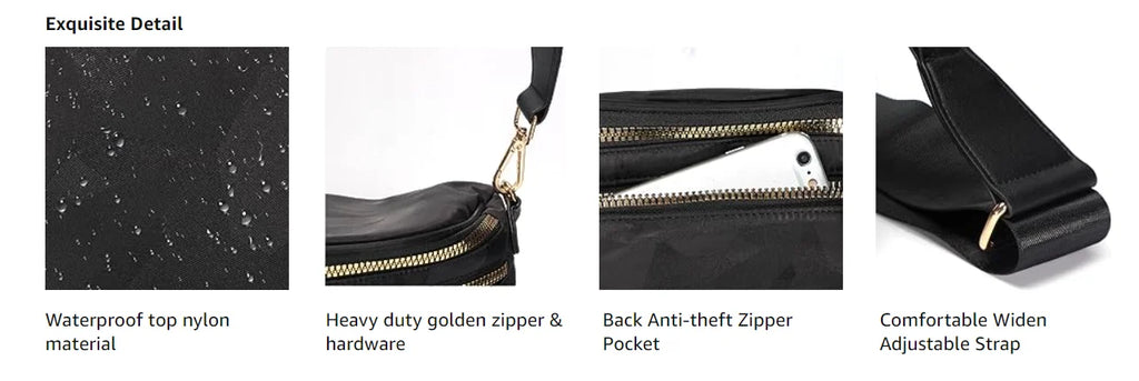 DOYOGIO Sac Banane Carreaux Noir Blanc Nylon Voyage