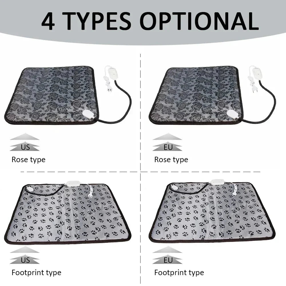 Wasserdichte, beheizbare Haustierdecke, graues Blumenmuster, für Katzen und Hunde