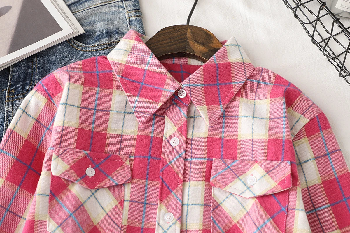 Chemise Femme Flanelle De Coton Carreaux Slim Fit Manches Longues