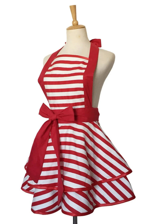 Hübsche ärmellose Küchenschürze aus Baumwolle mit verschiedenen Mustern