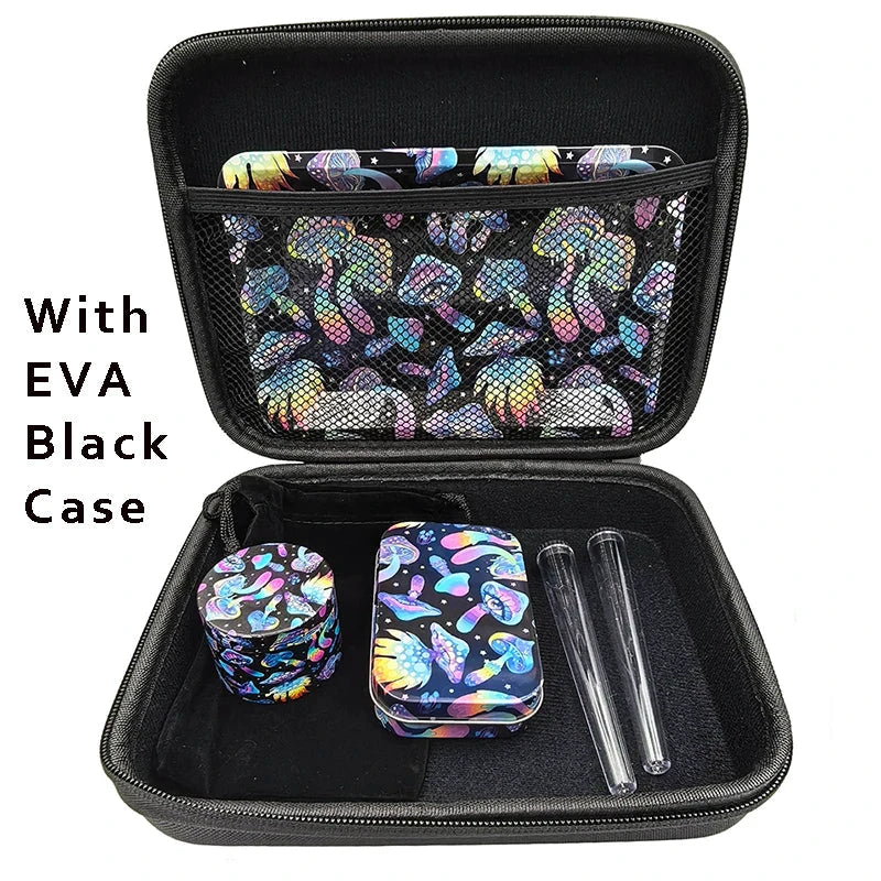 Grinder métal 50 mm – kit 5 pièces dans étui EVA noir, motif papillons colorés – LSDLBoutique