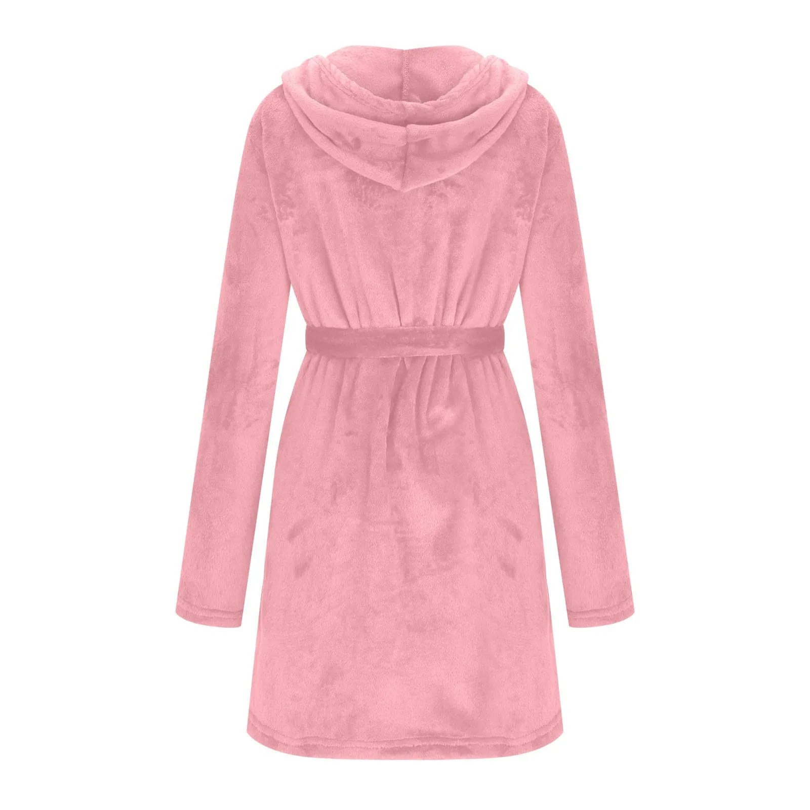 Peignoir à Capuche en Coton et Velours Côtelé Bordeaux