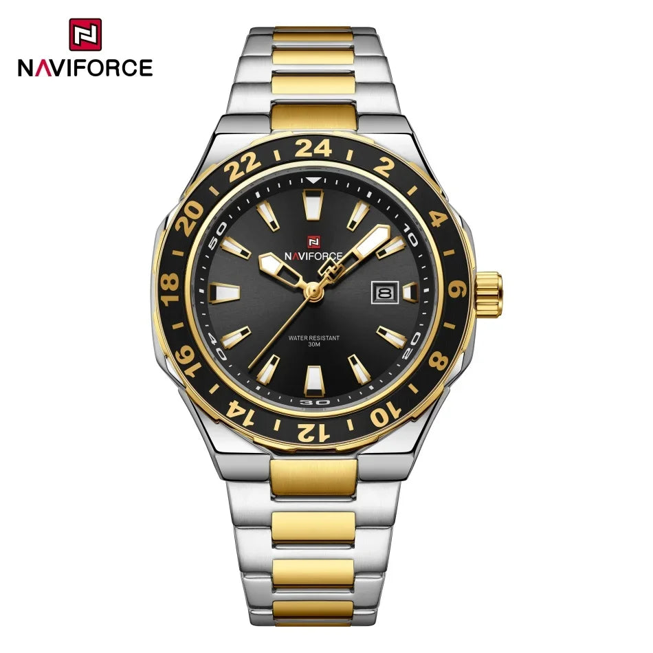 Naviforce Montre Homme Luxe Sport Quartz Horloge Calendrier Lumineux Étanche En Acier Inoxydable by LSDLBoutique.ch