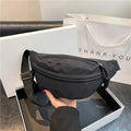 Schwarze Nylon-Bauchtasche mit Reißverschluss und Schultergurt