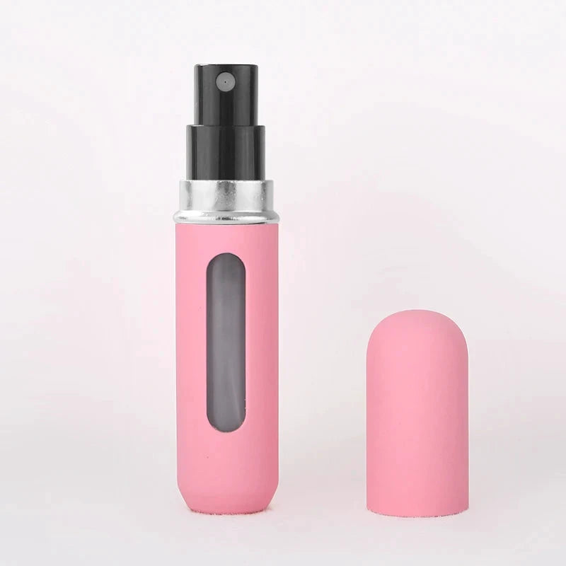 Vaporisateur parfum rechargeable 5 ml rose LSDLBoutique, spray noir et cap détaché