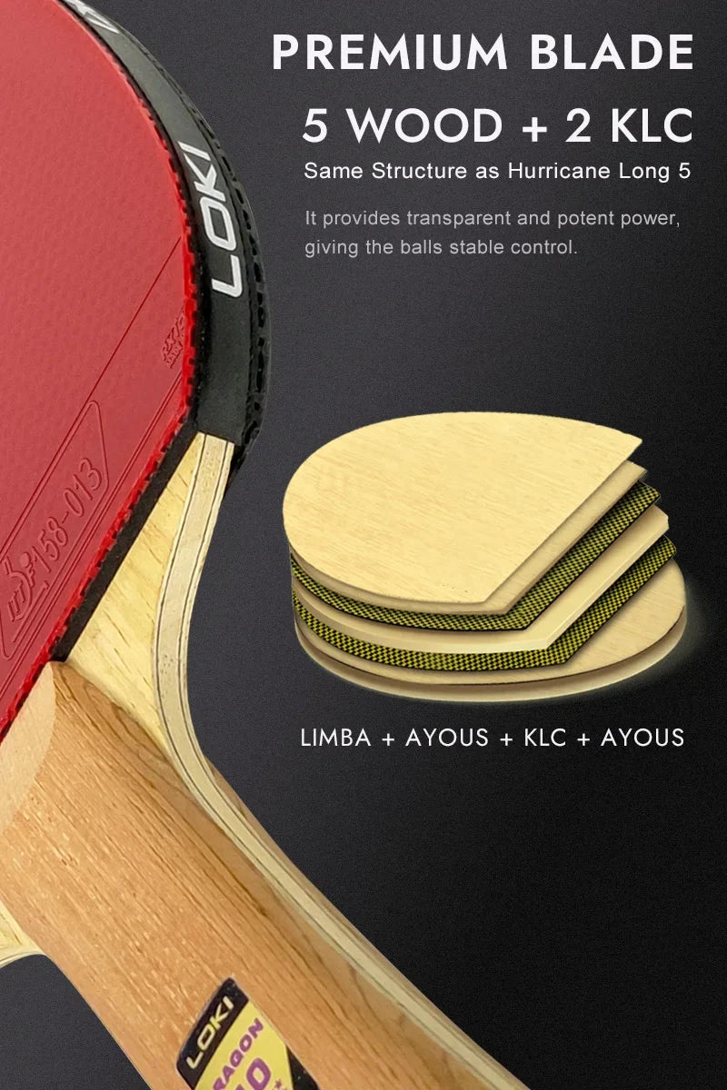 Loki Dragon Tischtennisschläger, 7-lagiges Carbonholz