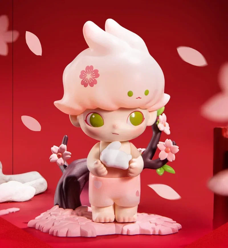 Pop Mart Kawaii PVC-Figur Braun Chinesischer Knoten Rot