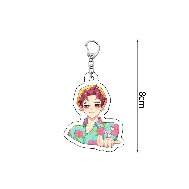 K-Pop-Schlüsselanhänger mit bunten Perlen und runder Bildplatte