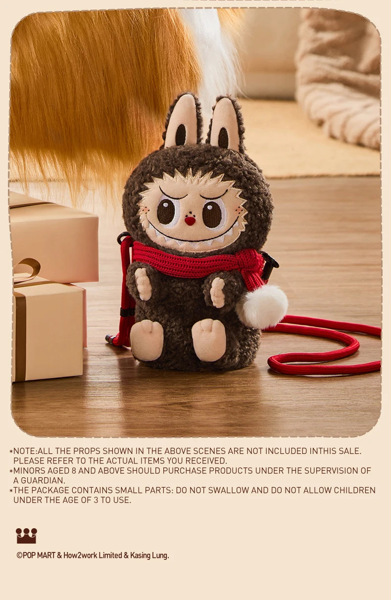 Pop Mart Labubu Die Monster Plüsch-Schultertasche, braun