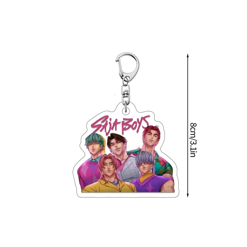 K-Pop-Schlüsselanhänger mit bunten Perlen und runder Bildplatte