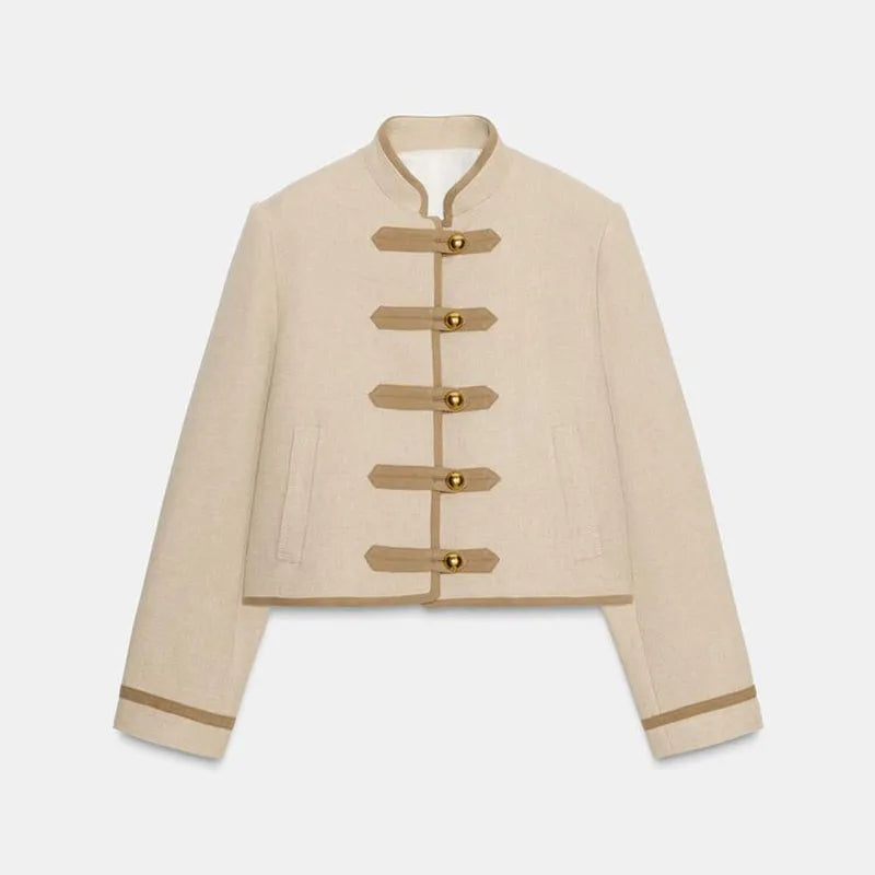 Nonen Veste Pilote Femme Polyester Marron Fermeture Éclair Revers Ample