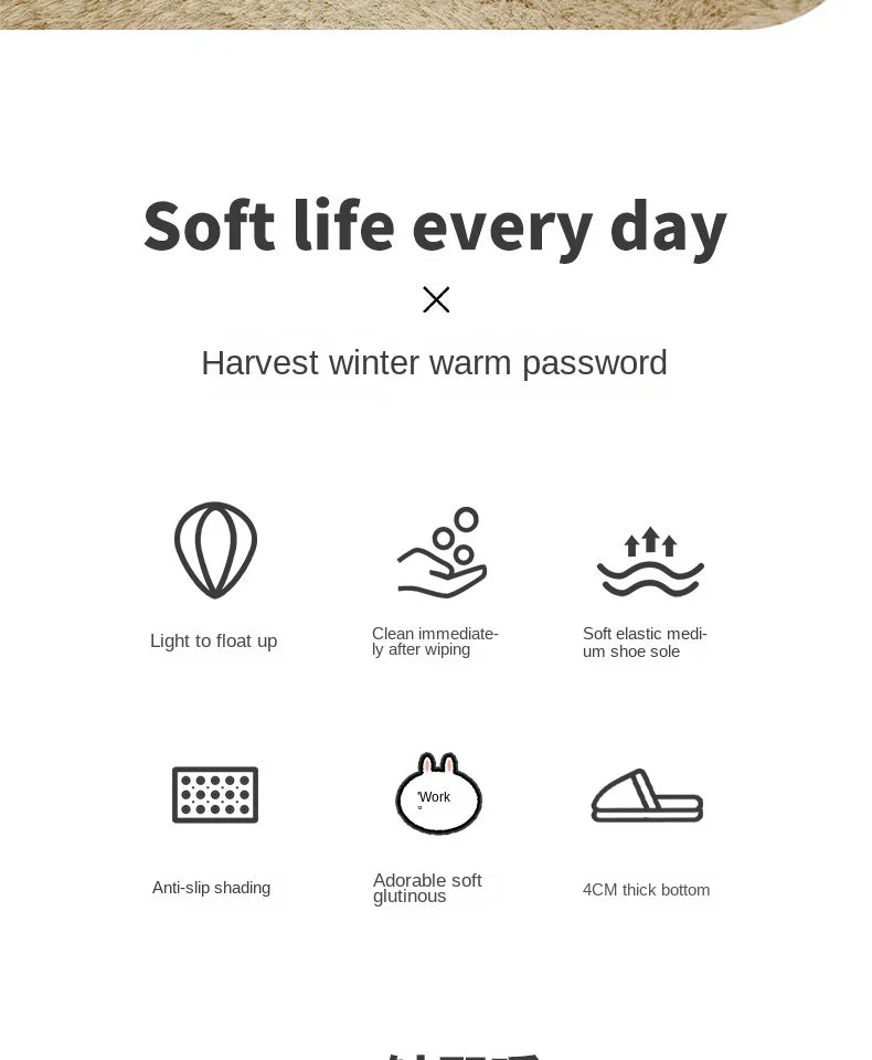 Mo Dou Pantoufles Imperméables en Peluche Unisexe Hiver