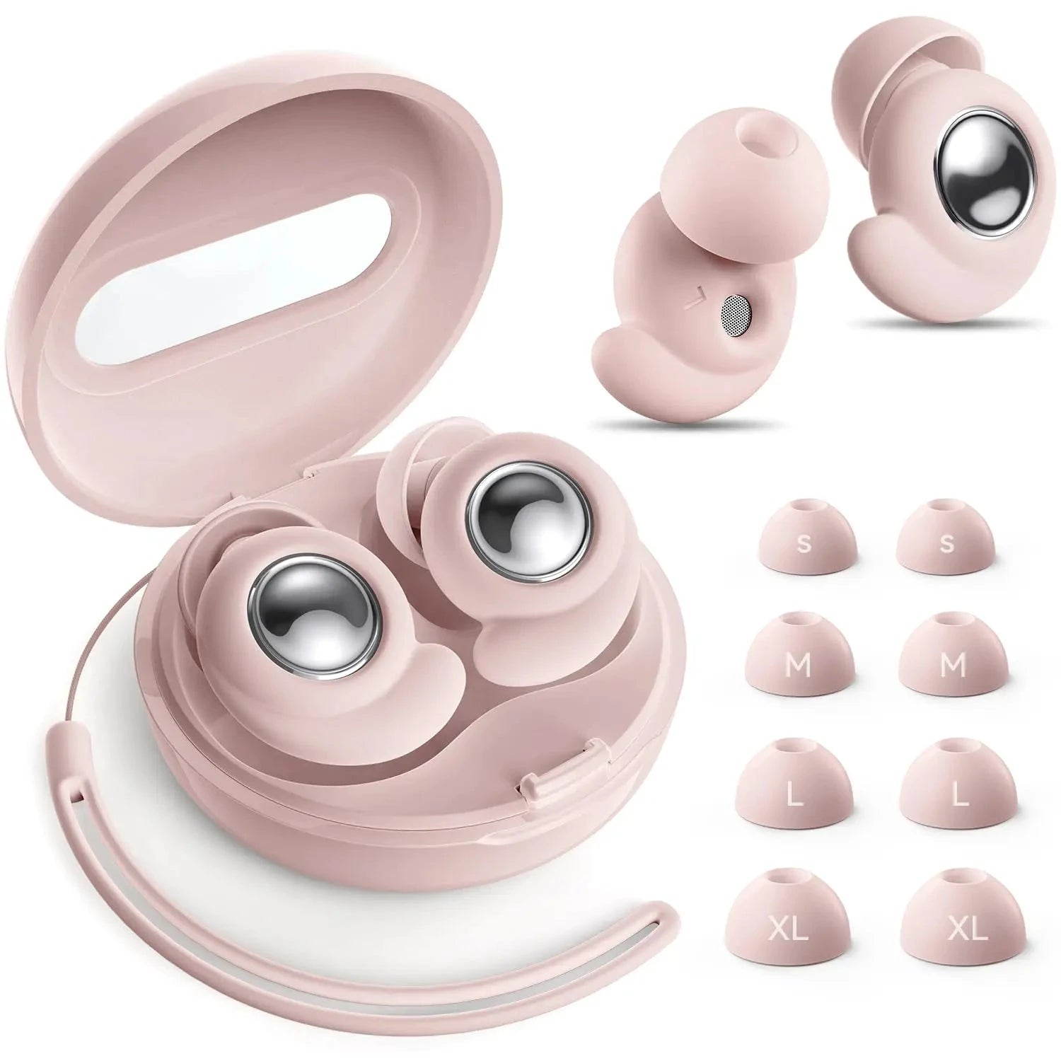 Bouchons d’oreilles anti-bruit LSDLBoutique, rose pâle en silicone, boîtier inclus, ensemble de tailles S à XL
