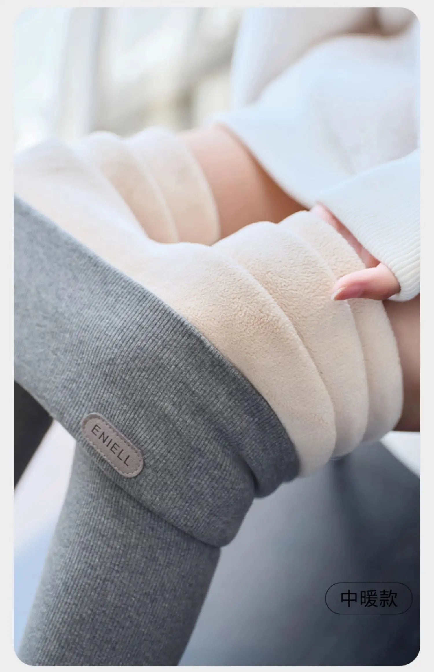 Leggings Femme Coton Spandex Polaire Gris Taille Haute