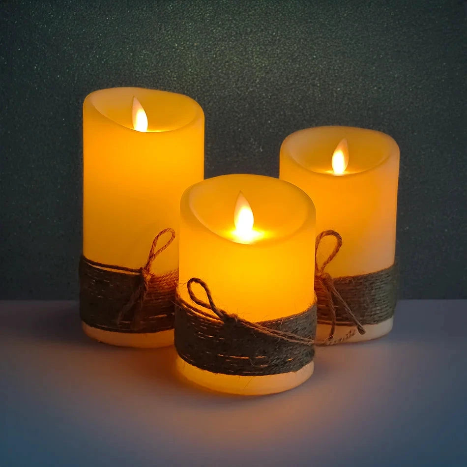 3-teiliges Set flammenloser LED-Kerzen mit USB-Fernbedienung