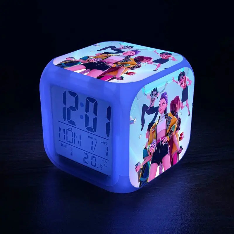 Nouveau KPop chasseurs de démons Mira Jinu Zoey dessin animé mignon réveil étudiant chevet veilleuse horloge électronique ornement décoratif by LSDLBoutique.ch