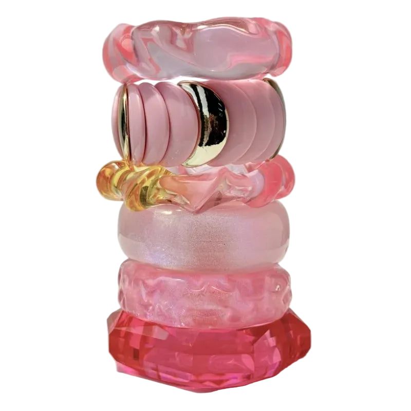 Bracelet en résine géométrique – Motifs transparents et brillants – Collection été
