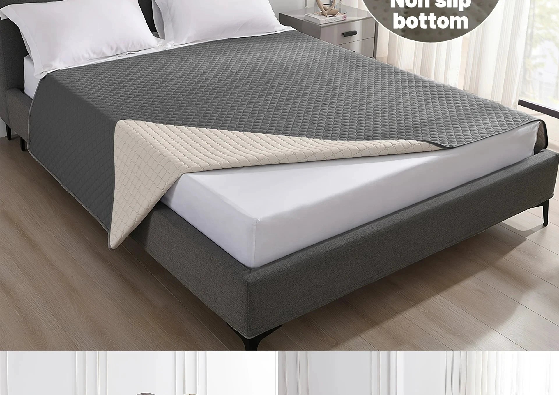 Auslaufsicherer, rutschfester und wasserdichter Hundebettbezug, grau