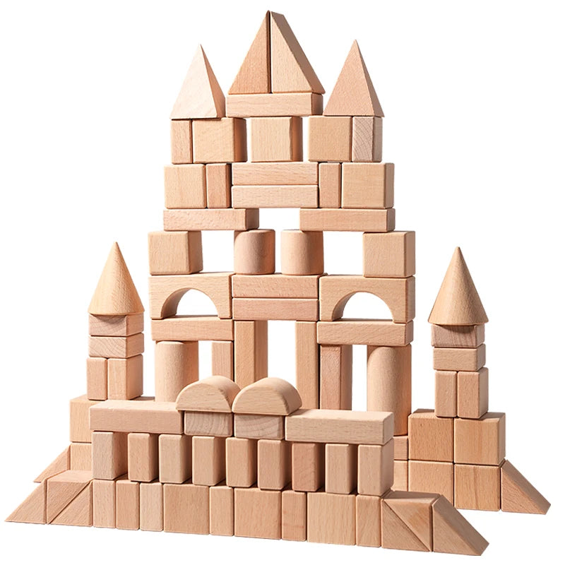 Blocs De Construction En Bois Montessori Avec Seau Et Tri De Formes 100 Pièces Pour Développement Éducatif by LSDLBoutique.ch